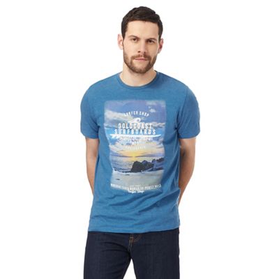 Big and tall blue 'goldcoast surfboards' print t-shirt